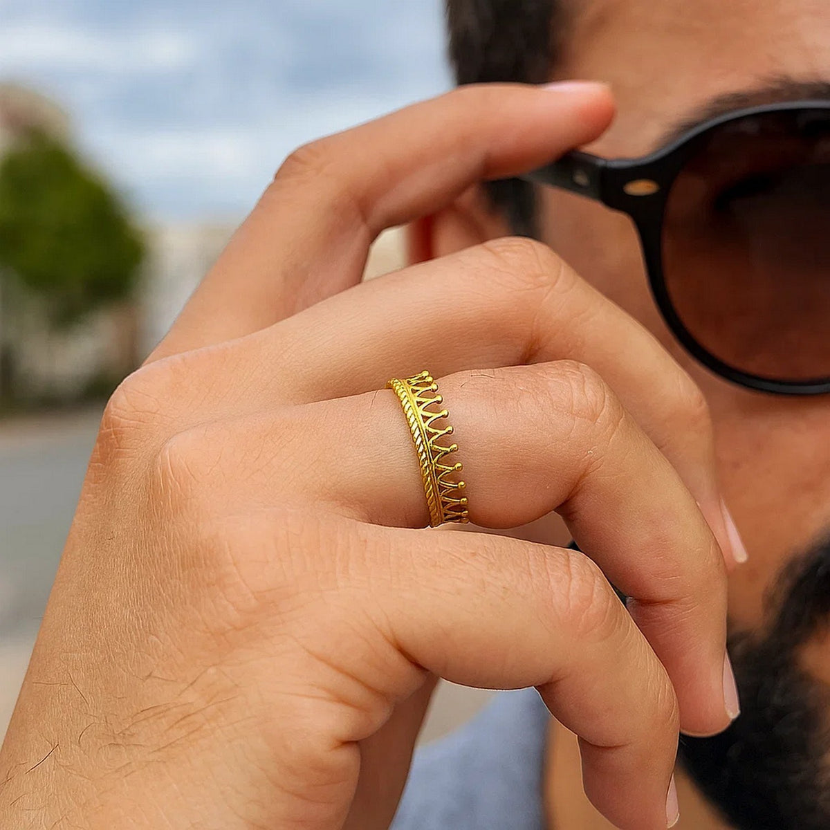 14k Yellow Gold Crown Motif Ring RCJ