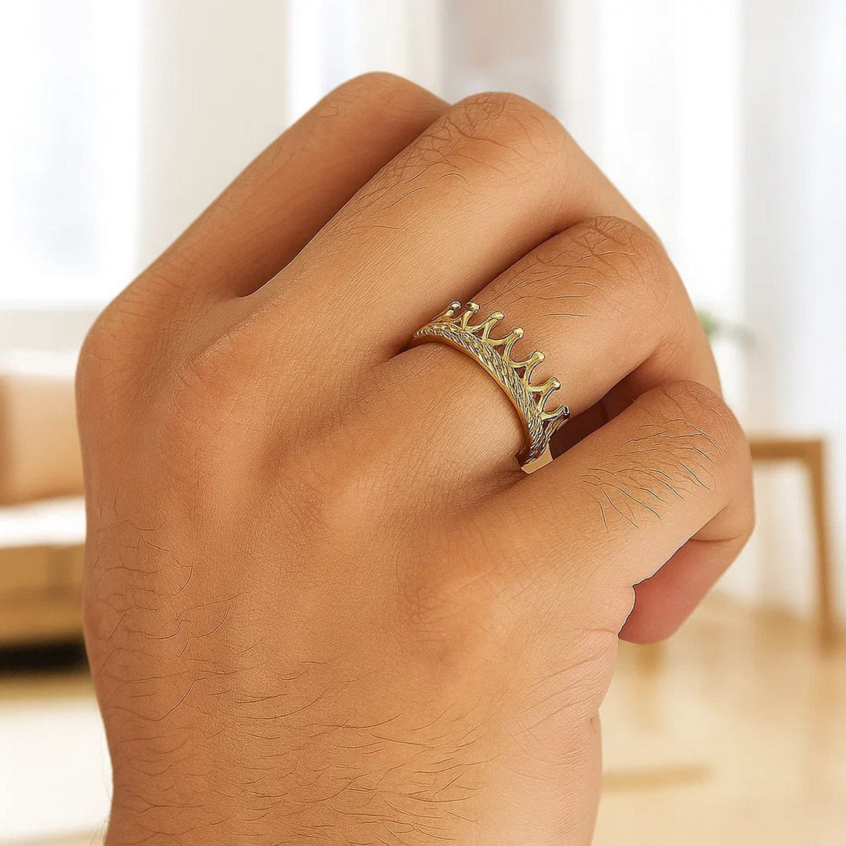 14k Yellow Gold Crown Motif Ring RCJ