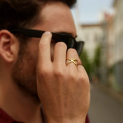 14k Yellow Gold Polished X Profile Ring RCJ