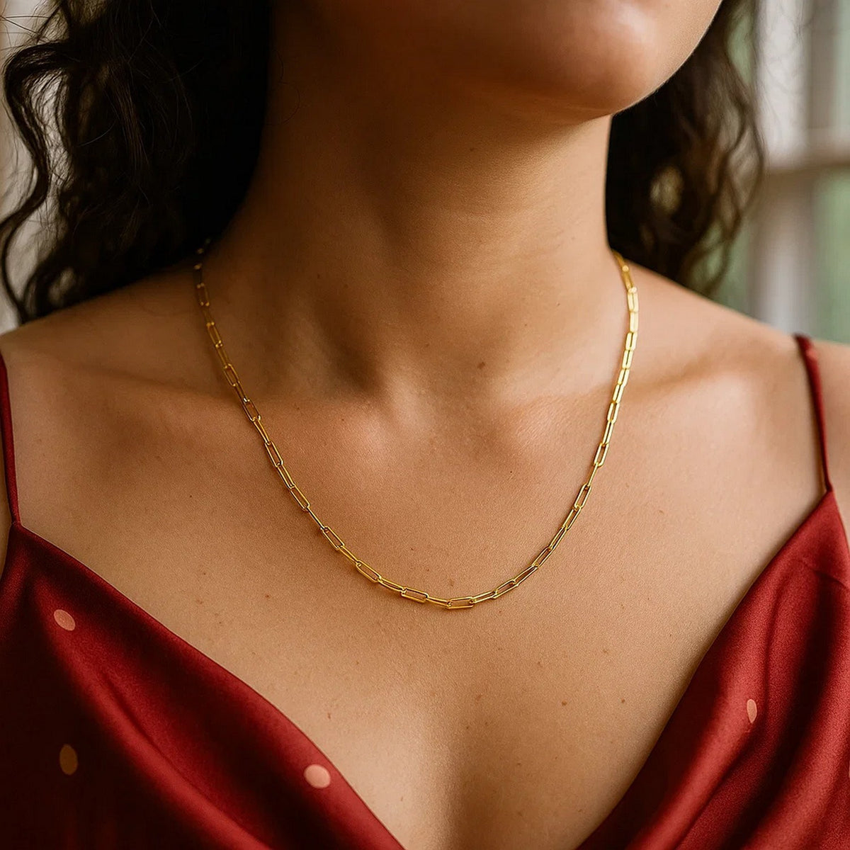 14K Yellow Gold Delicate Paperclip Chain (2.1 mm) Alba Luxe