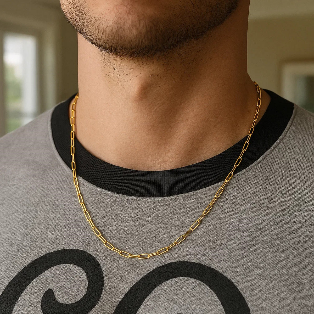 14K Yellow Gold Delicate Paperclip Chain (2.1 mm) Alba Luxe