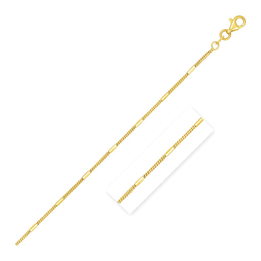 Diamond Cut Bar Links Pendant Chain in Yellow Gold (1.30 mm) Alba Luxe