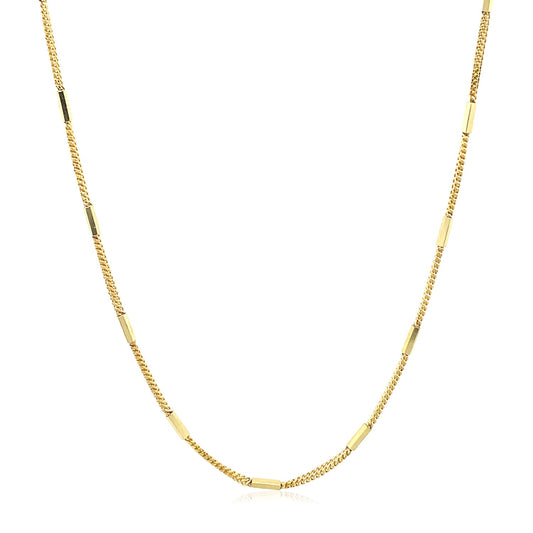 Diamond Cut Bar Links Pendant Chain in Yellow Gold (1.30 mm) Alba Luxe