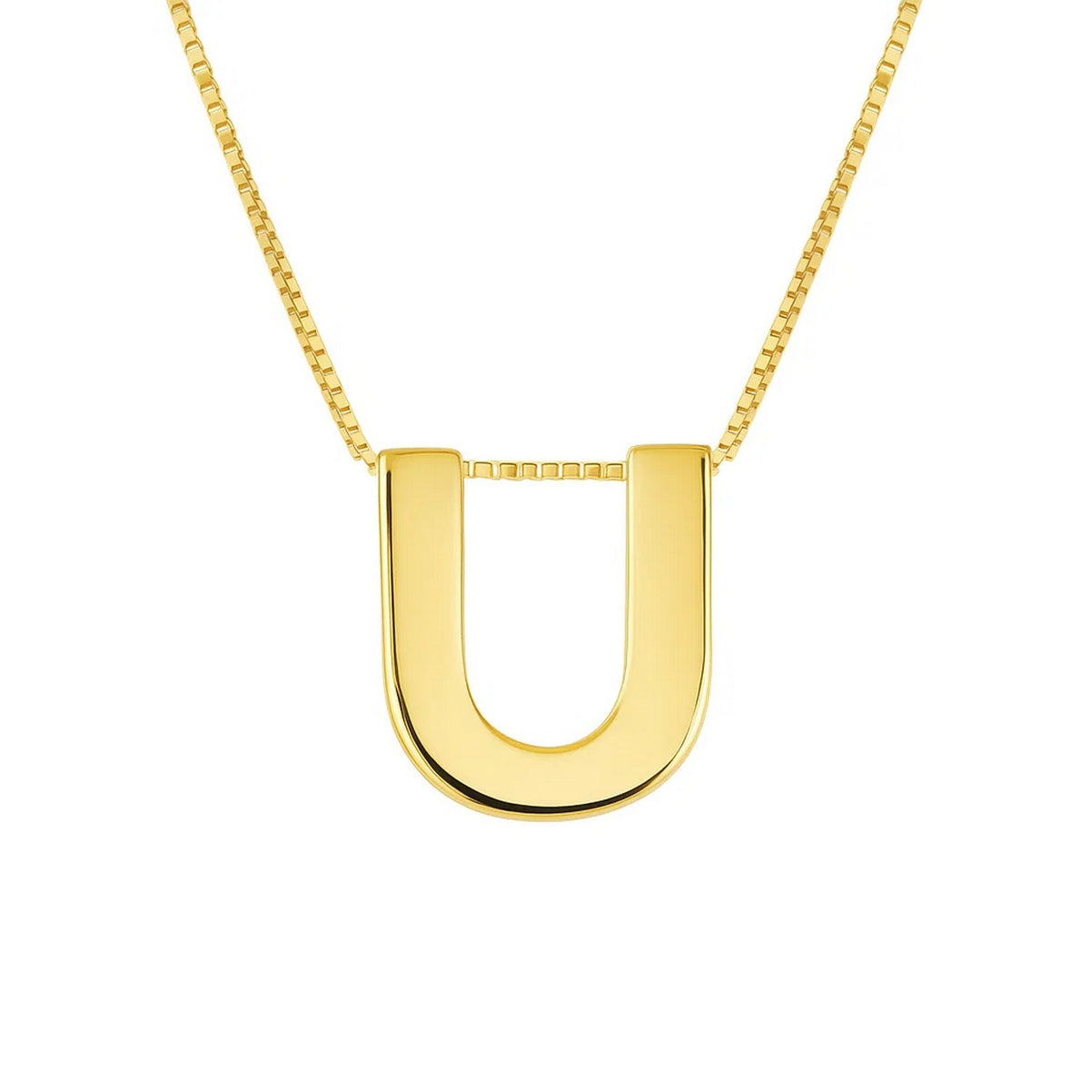 14K Yellow Gold Yours Truly Block Letter Initial U Necklace Alba Luxe