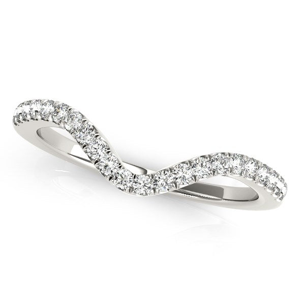 14k White Gold Wavy Design Round Diamond Wedding Ring (1/6 cttw) Alba Luxe