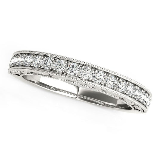 14k White Gold Antique Prong Set Diamond Wedding Ring (1/3 cttw) Alba Luxe