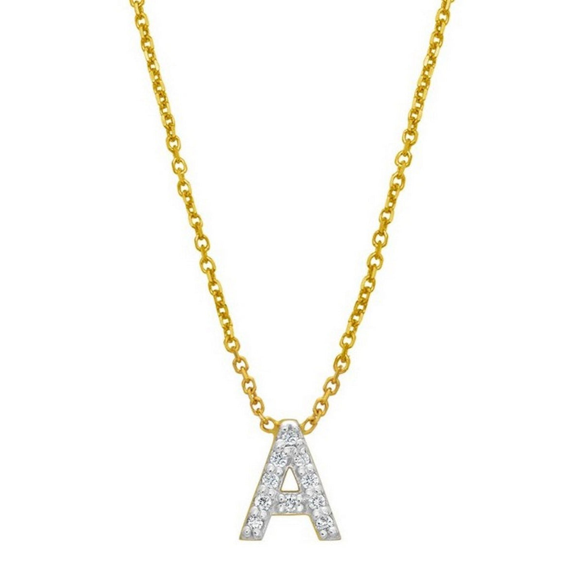 14K Yellow Gold Mini Diamond A Initial Pendant Necklace Alba Luxe