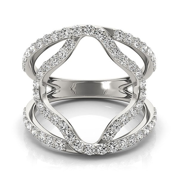 14k White Gold Diamond Flower Style Dual Band Ring (5/8 cttw) Alba Luxe