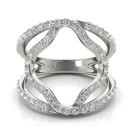 14k White Gold Diamond Flower Style Dual Band Ring (5/8 cttw) Alba Luxe