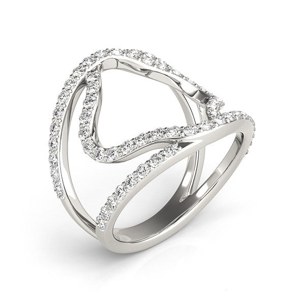14k White Gold Diamond Flower Style Dual Band Ring (5/8 cttw) Alba Luxe