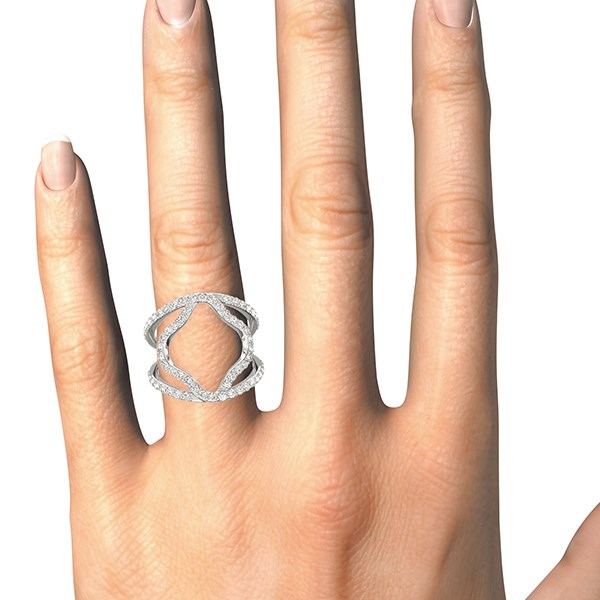 14k White Gold Diamond Flower Style Dual Band Ring (5/8 cttw) Alba Luxe