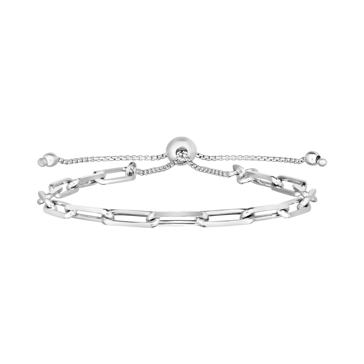 Sterling Silver Paperclip Chain Adjustable Bracelet (3.80 mm) Alba Luxe