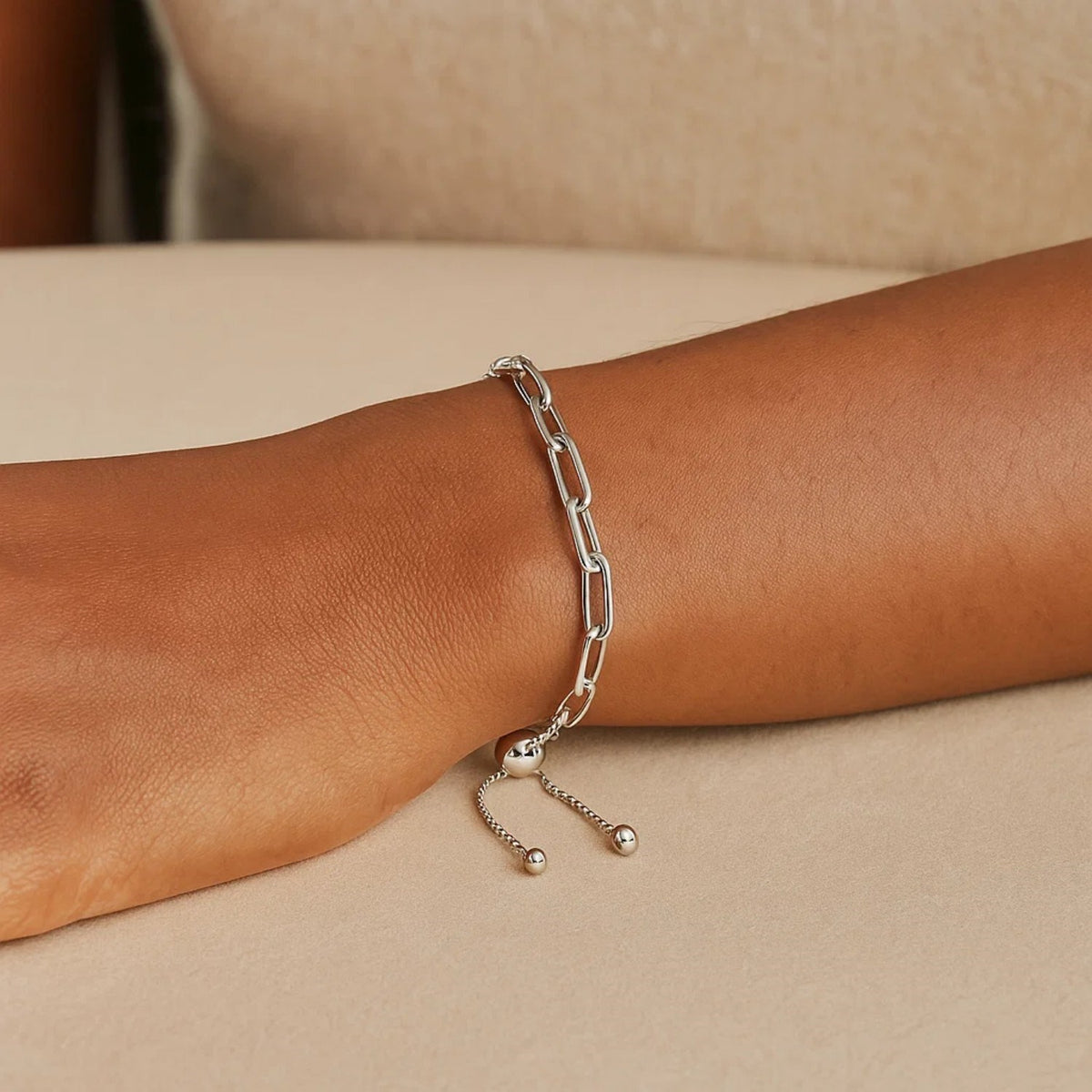 Sterling Silver Paperclip Chain Adjustable Bracelet (3.80 mm) Alba Luxe