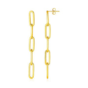 14K Yellow Gold Five Link Paperclip Chain Earrings RCJ