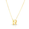 14K Yellow Gold Yours Truly Block Letter Initial R Necklace Alba Luxe