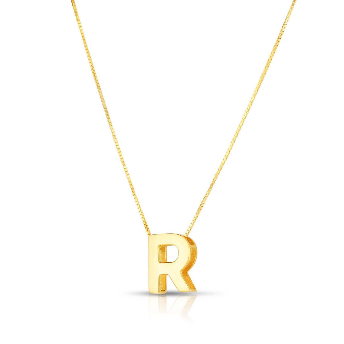14K Yellow Gold Yours Truly Block Letter Initial R Necklace Alba Luxe