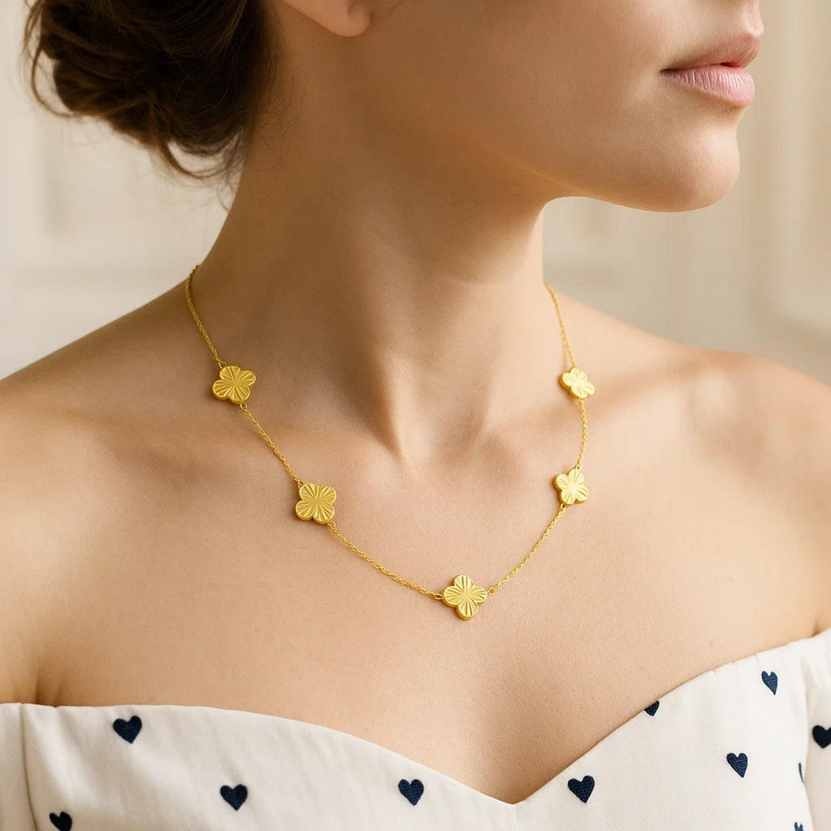 14K Yellow Gold Clover Necklace RCJ