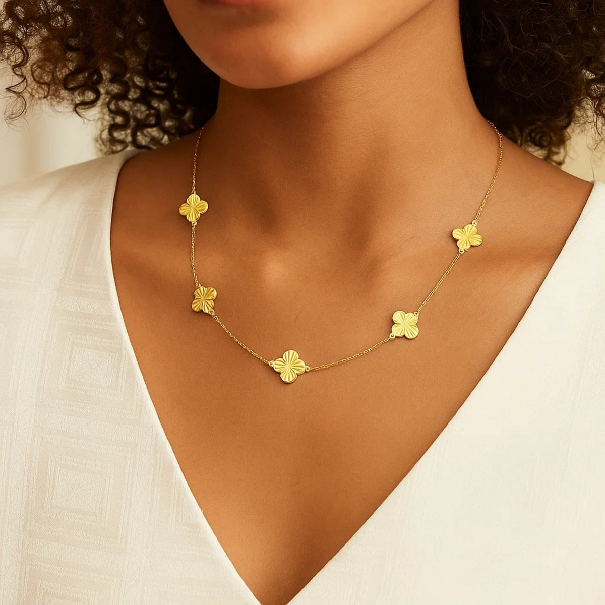 14K Yellow Gold Clover Necklace RCJ