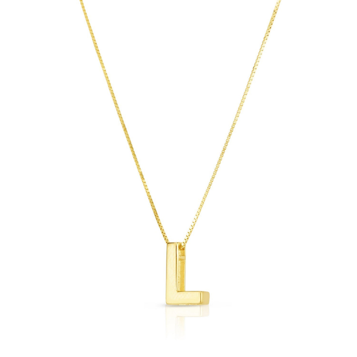 14K Yellow Gold Yours Truly Block Letter Initial L Necklace Alba Luxe