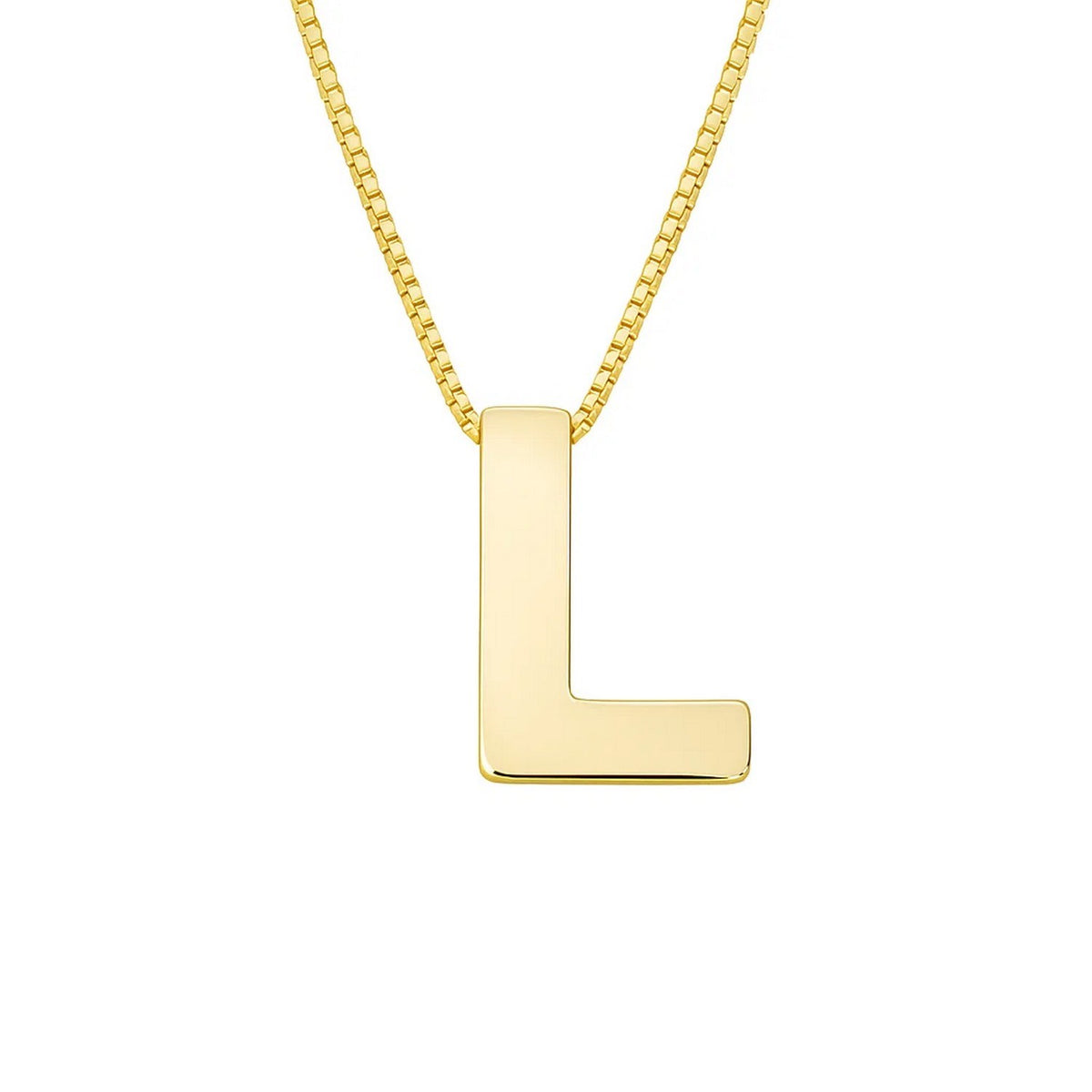 14K Yellow Gold Yours Truly Block Letter Initial L Necklace Alba Luxe