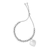Adjustable Shiny Bead Bracelet with Heart Charm in Sterling Silver (1.30 mm) Alba Luxe