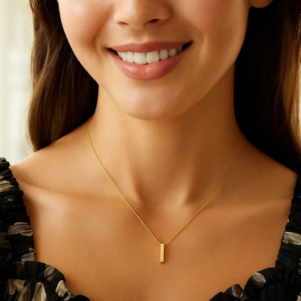 14K Yellow Gold Yours Truly Block Letter Initial I Necklace Alba Luxe