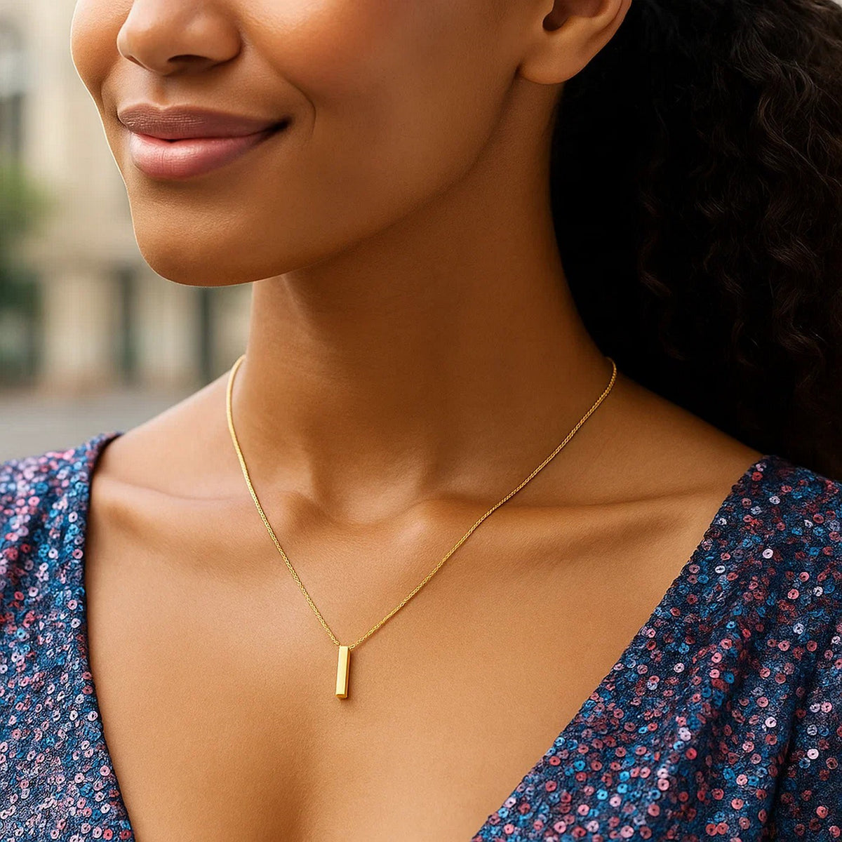14K Yellow Gold Yours Truly Block Letter Initial I Necklace Alba Luxe