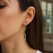 14k Yellow Gold Paperclip Chain Dangle Earrings with Diamonds RCJ