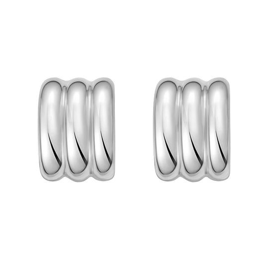 Sterling Silver Triple Row C Hoop Earrings RCJ