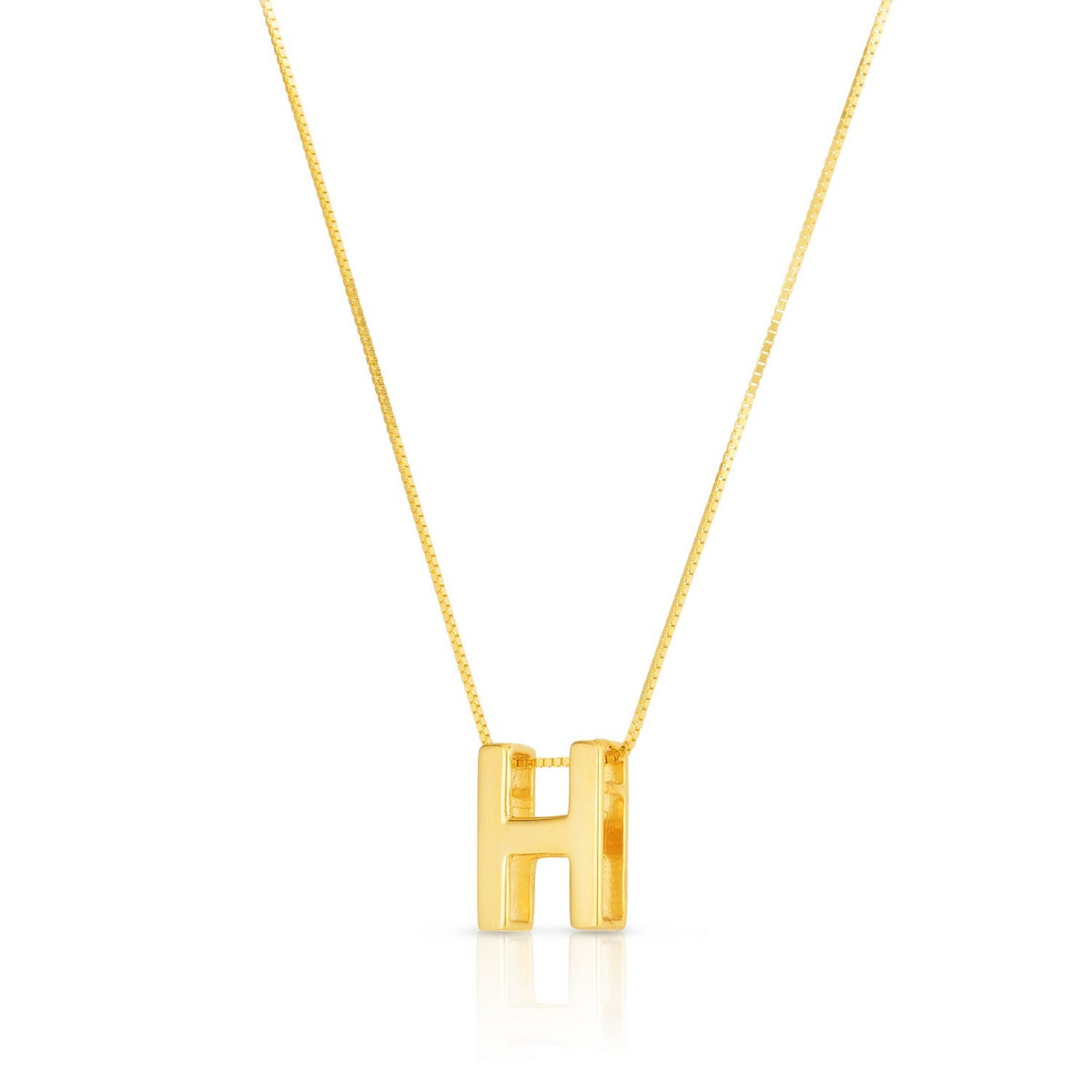14K Yellow Gold Yours Truly Block Letter Initial H Necklace Alba Luxe