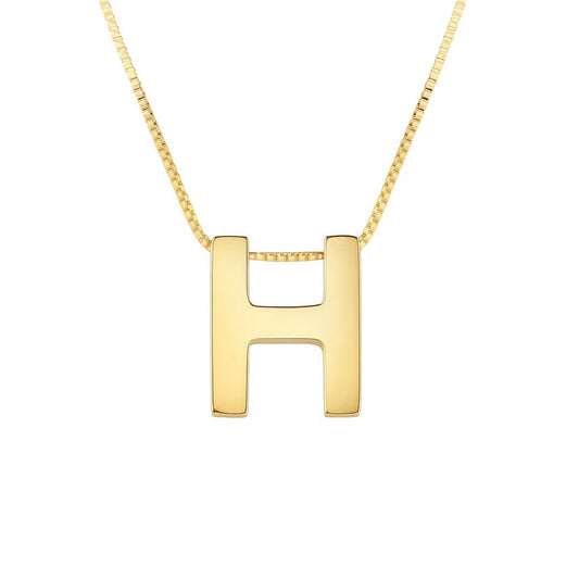 14K Yellow Gold Yours Truly Block Letter Initial H Necklace Alba Luxe