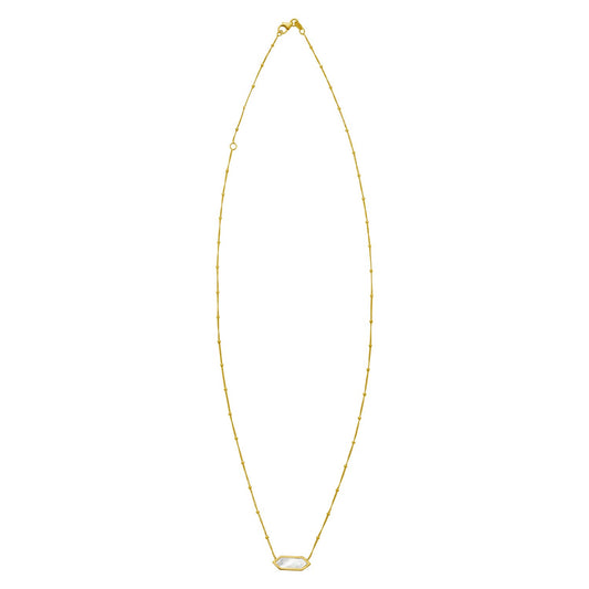 14K Yellow Gold Hexagon Mother Of Pearl Pendant Necklace RCJ