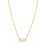 14K Yellow Gold Hexagon Mother Of Pearl Pendant Necklace RCJ