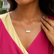14K Yellow Gold Hexagon Mother Of Pearl Pendant Necklace RCJ