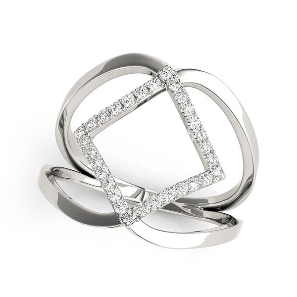14k White Gold Interlaced Design Diamond Ring (1/5 cttw) Alba Luxe