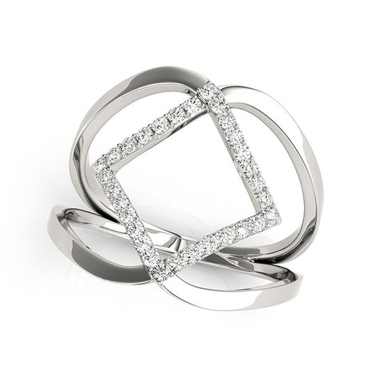 14k White Gold Interlaced Design Diamond Ring (1/5 cttw) Alba Luxe
