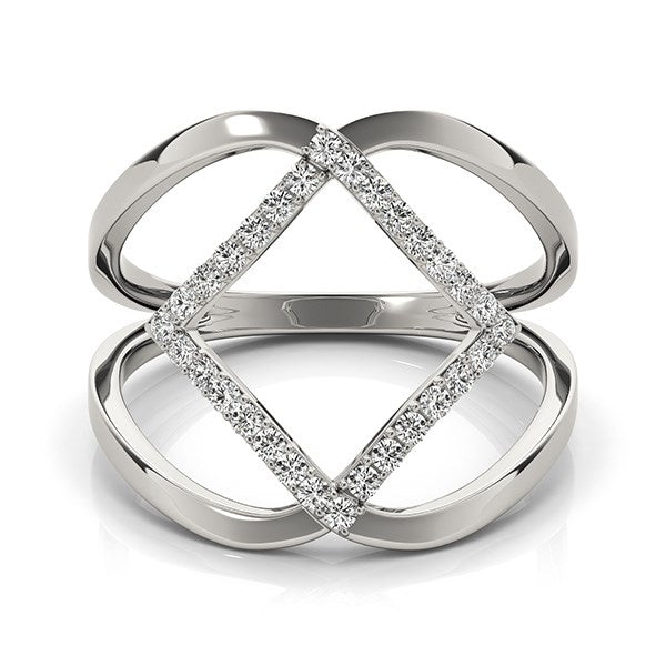 14k White Gold Interlaced Design Diamond Ring (1/5 cttw) Alba Luxe