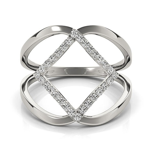 14k White Gold Interlaced Design Diamond Ring (1/5 cttw) Alba Luxe