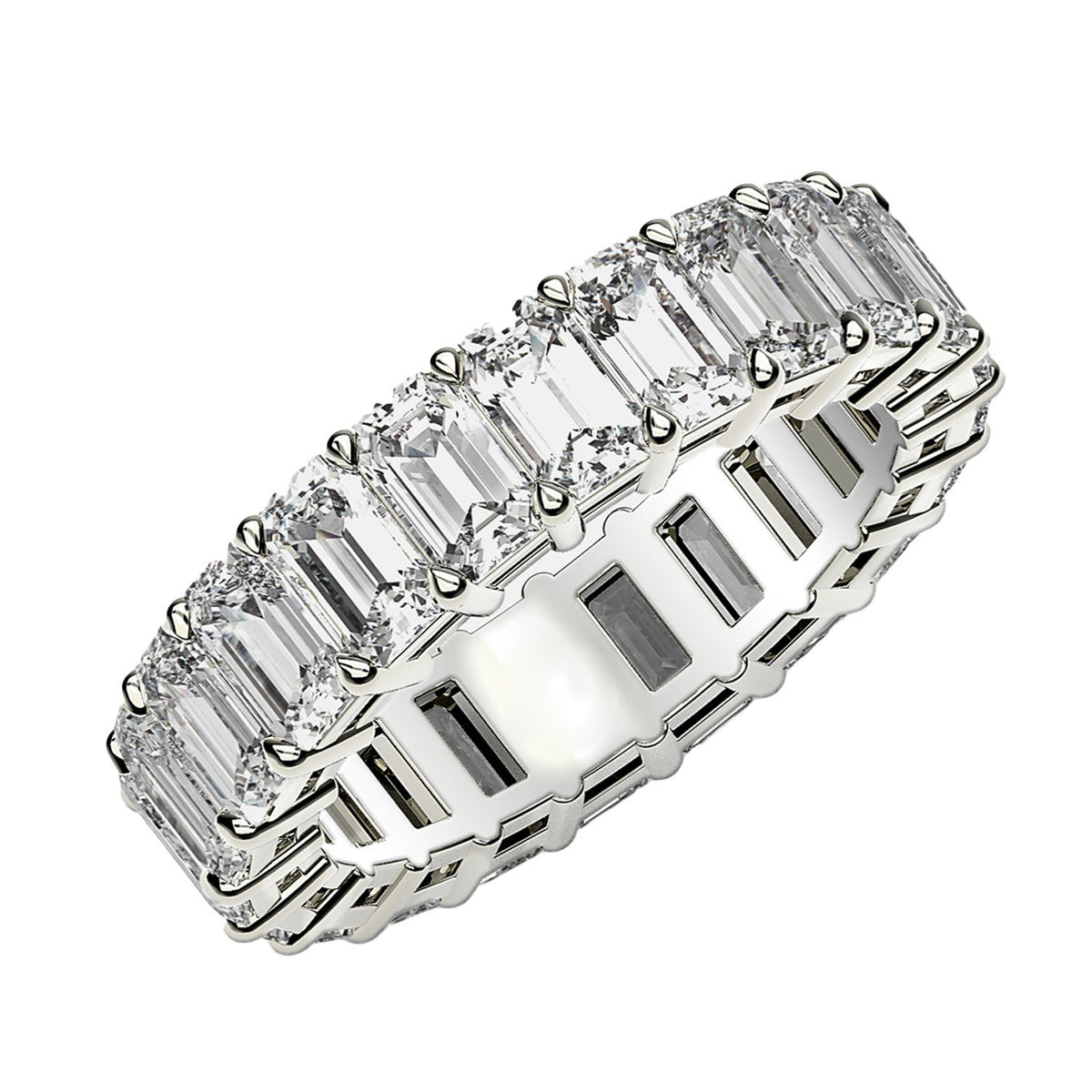 Emerald Cut Lab Grown Diamond Eternity Ring in 14k White Gold (3 cttw FG/VS2) Alba Luxe