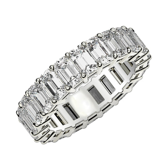 Emerald Cut Lab Grown Diamond Eternity Ring in 14k White Gold (3 cttw FG/VS2) Alba Luxe
