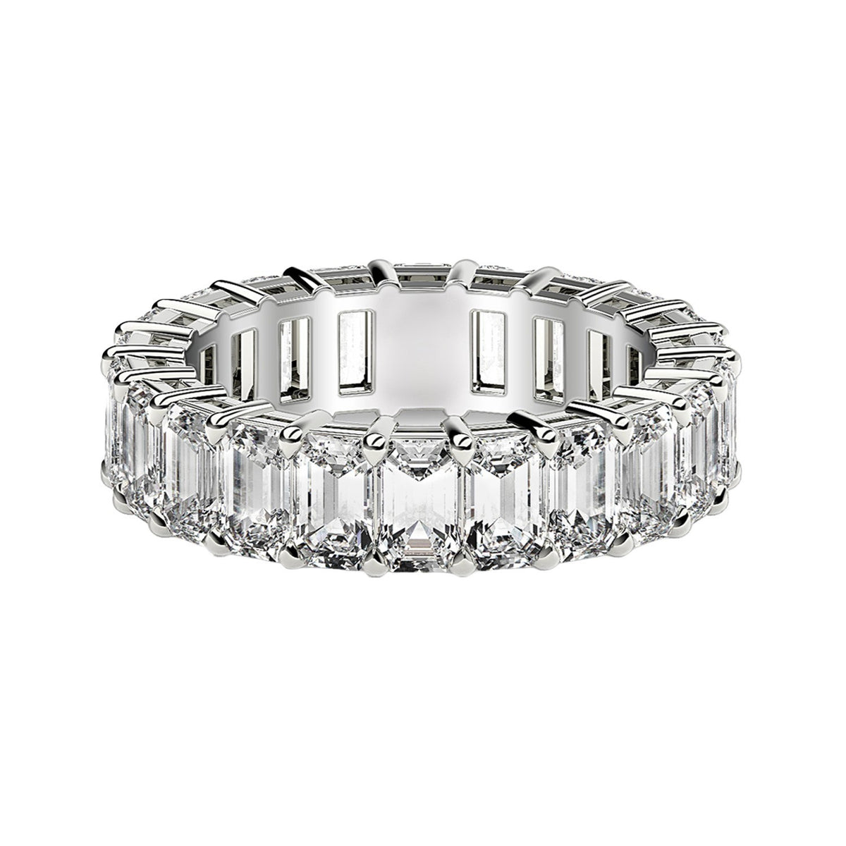 Emerald Cut Lab Grown Diamond Eternity Ring in 14k White Gold (3 cttw FG/VS2) Alba Luxe