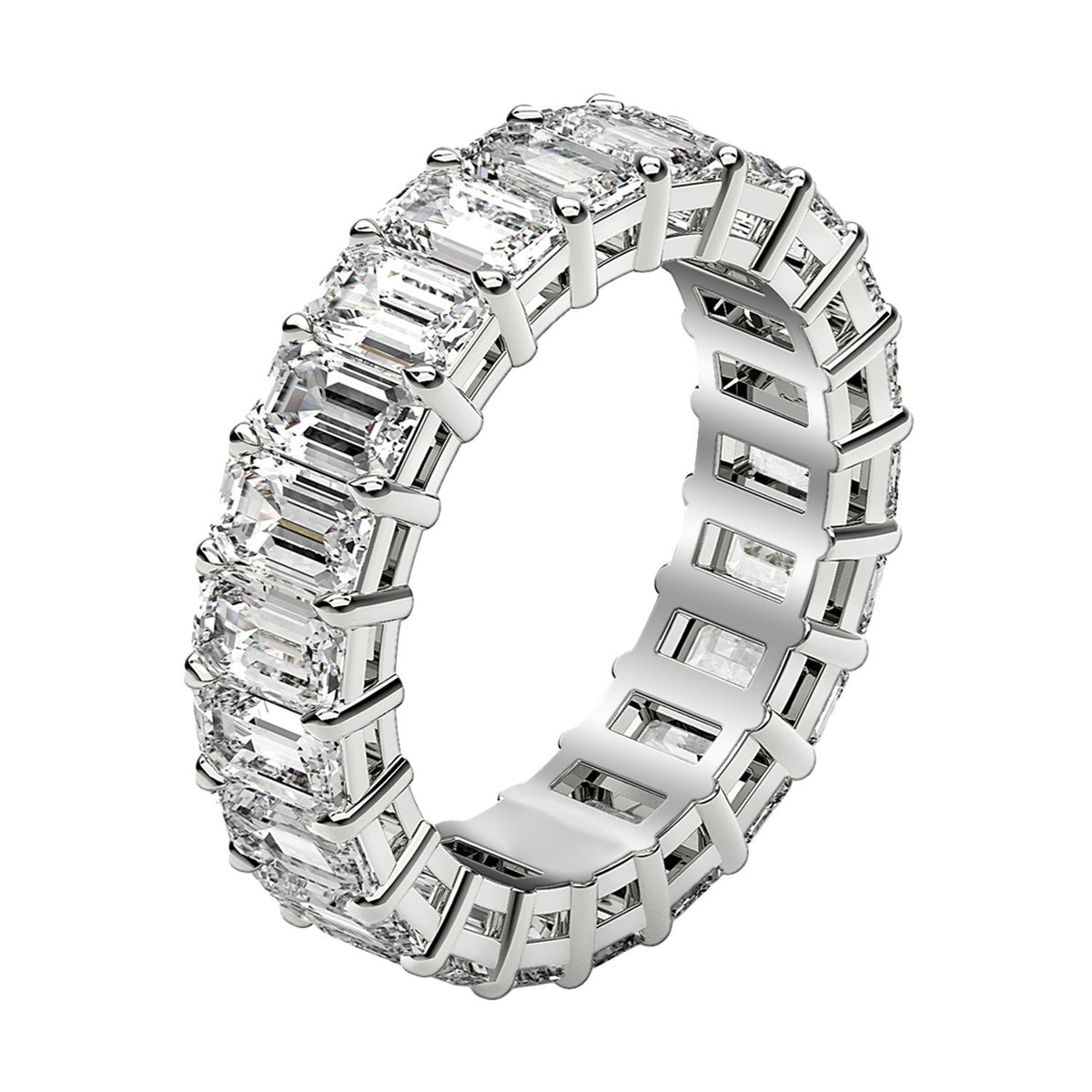 Emerald Cut Lab Grown Diamond Eternity Ring in 14k White Gold (3 cttw FG/VS2) Alba Luxe