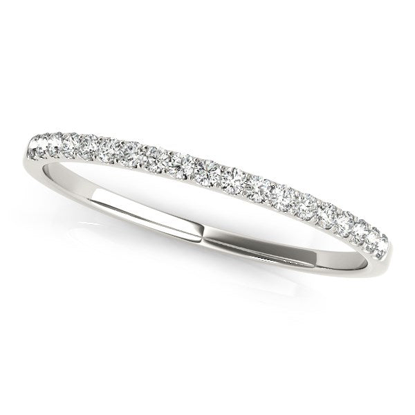 14k White Gold Pave Set Style Round Diamond Wedding Ring (1/8 cttw) Alba Luxe