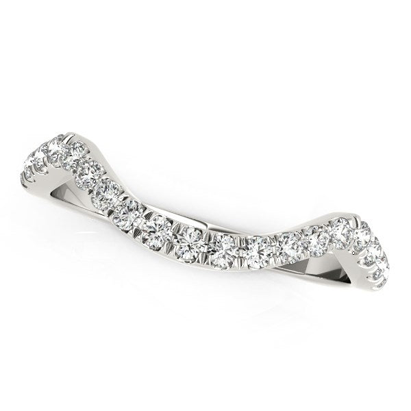 14k White Gold Modern Curved Style Pave Diamond Wedding Band (1/5 cttw) Alba Luxe