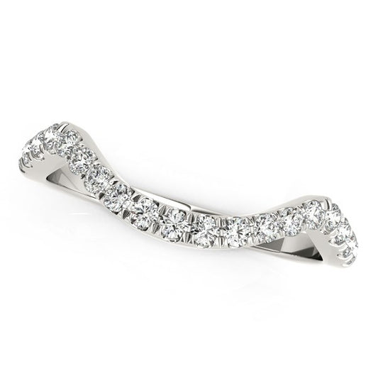 14k White Gold Modern Curved Style Pave Diamond Wedding Band (1/5 cttw) Alba Luxe