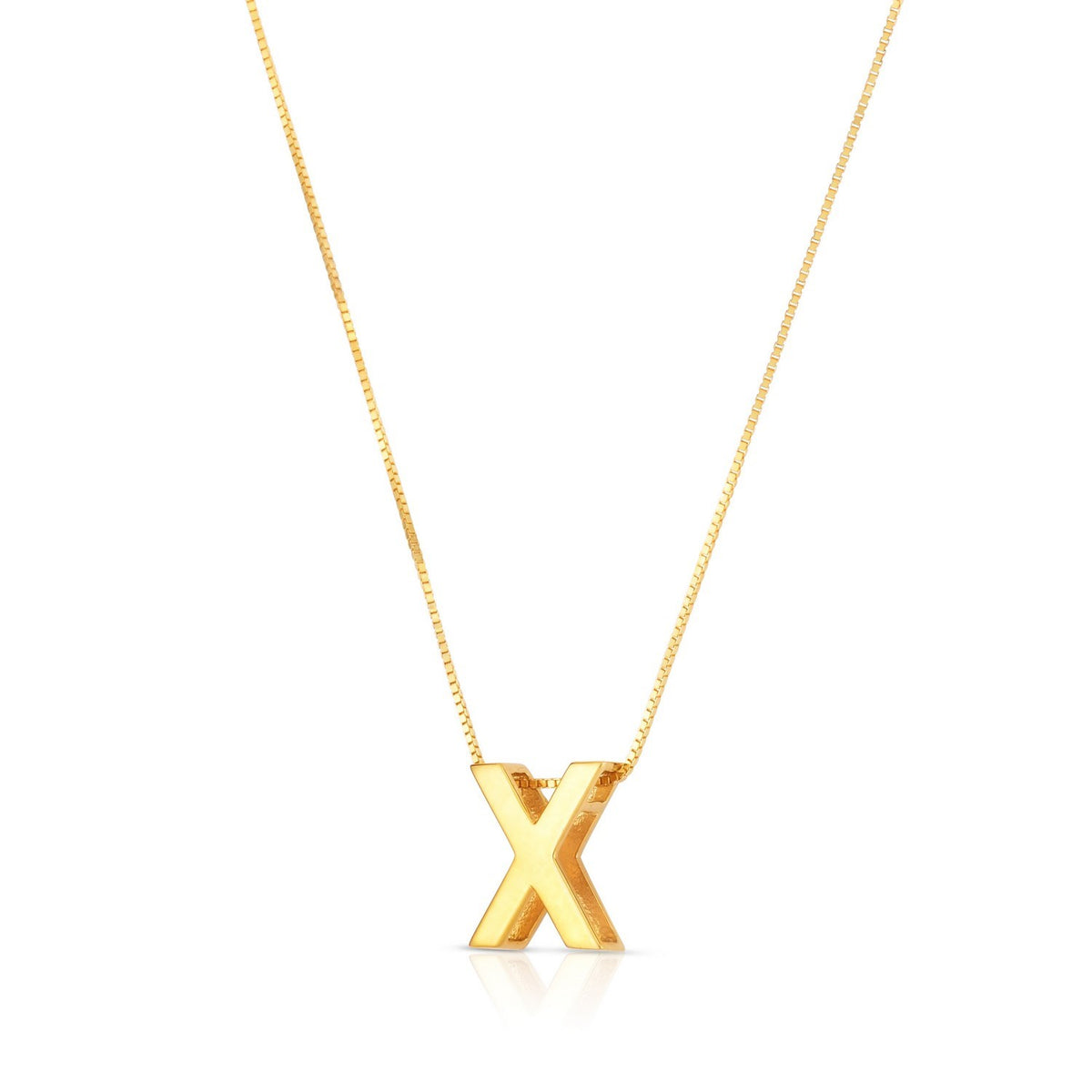 14K Yellow Gold Yours Truly Block Letter Initial X Necklace Alba Luxe