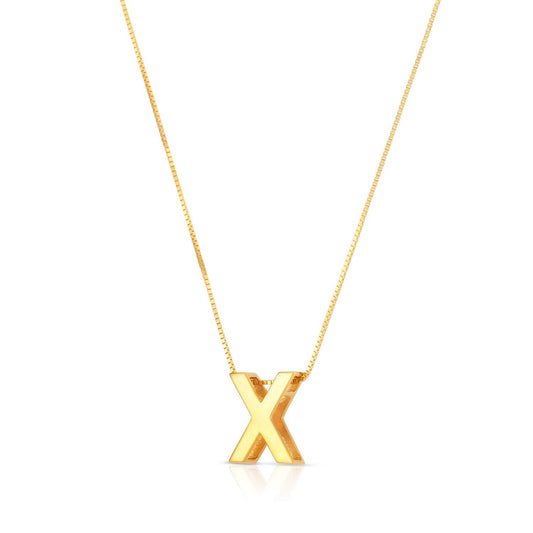 14K Yellow Gold Yours Truly Block Letter Initial X Necklace Alba Luxe