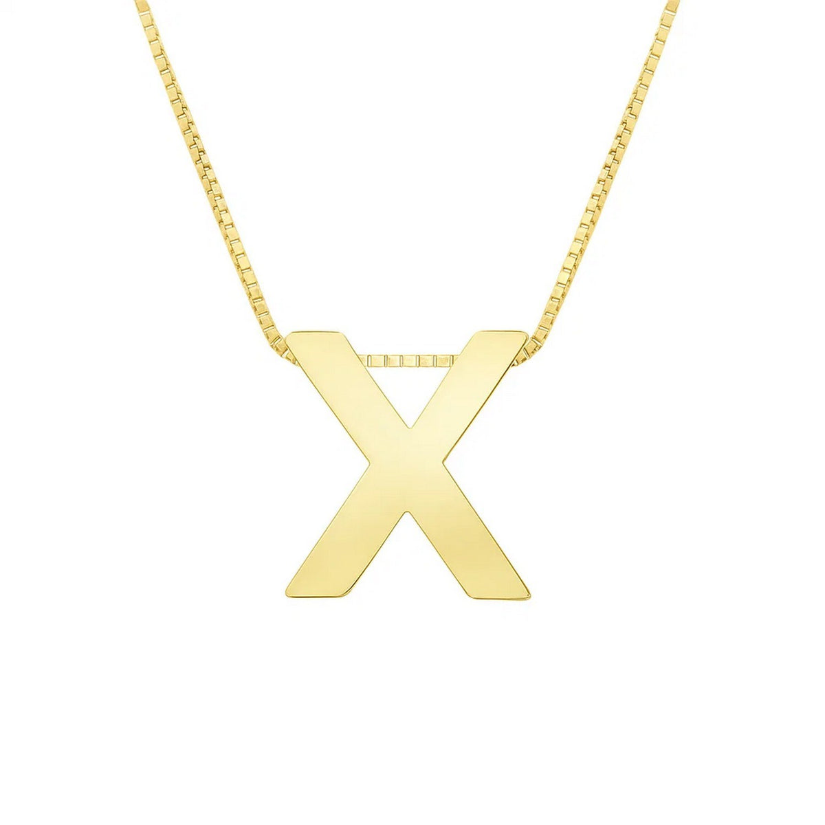 14K Yellow Gold Yours Truly Block Letter Initial X Necklace Alba Luxe
