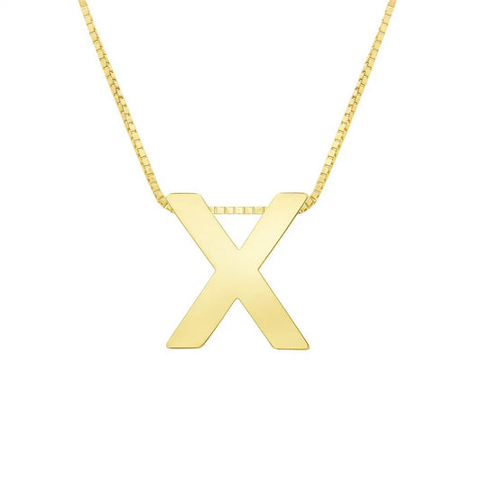 14K Yellow Gold Yours Truly Block Letter Initial X Necklace Alba Luxe