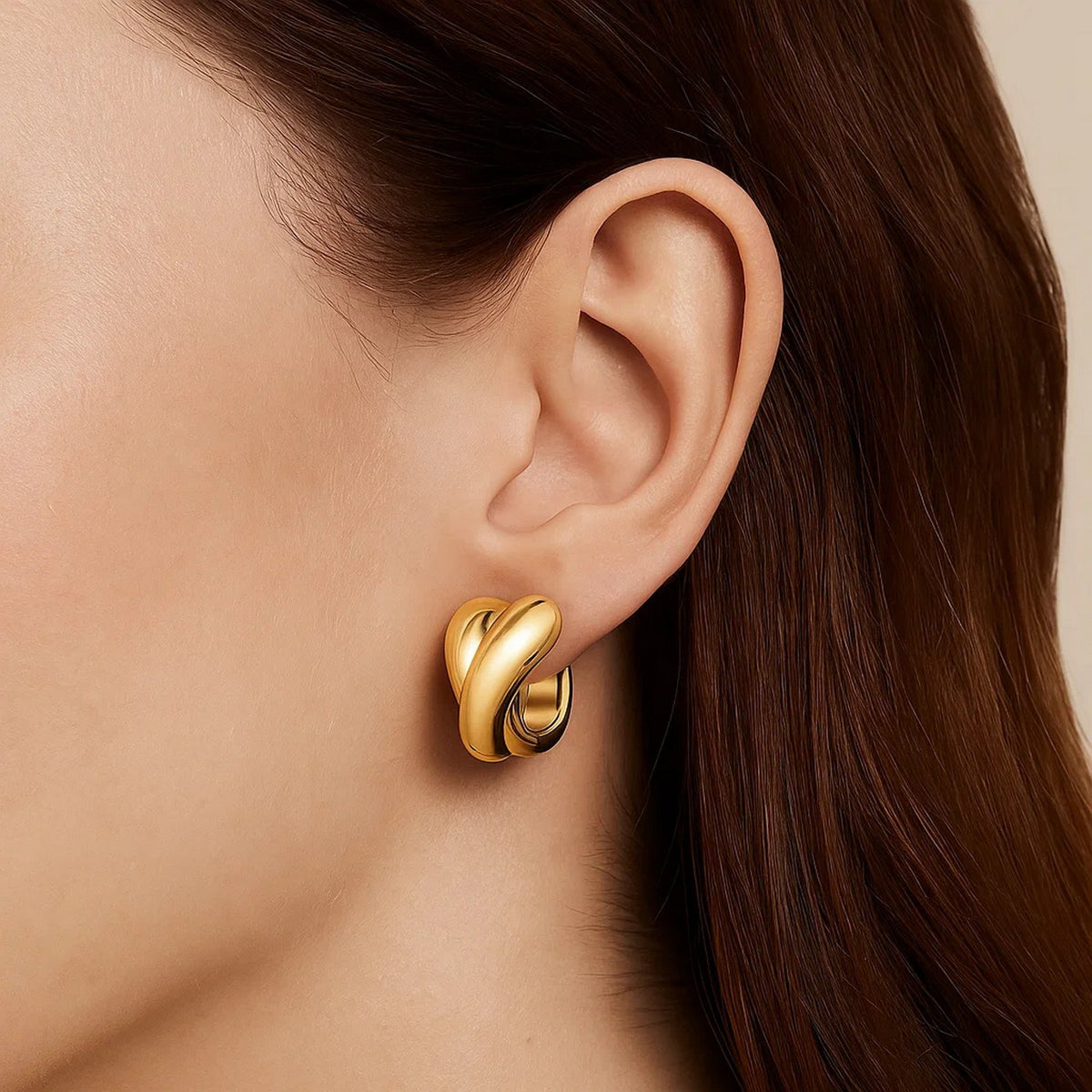 Crossover Hoop Earrings in 14K Yellow Gold RCJ